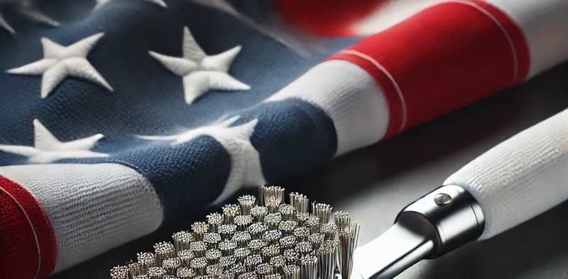 Stainless steel wire brush in action on an industrial surface